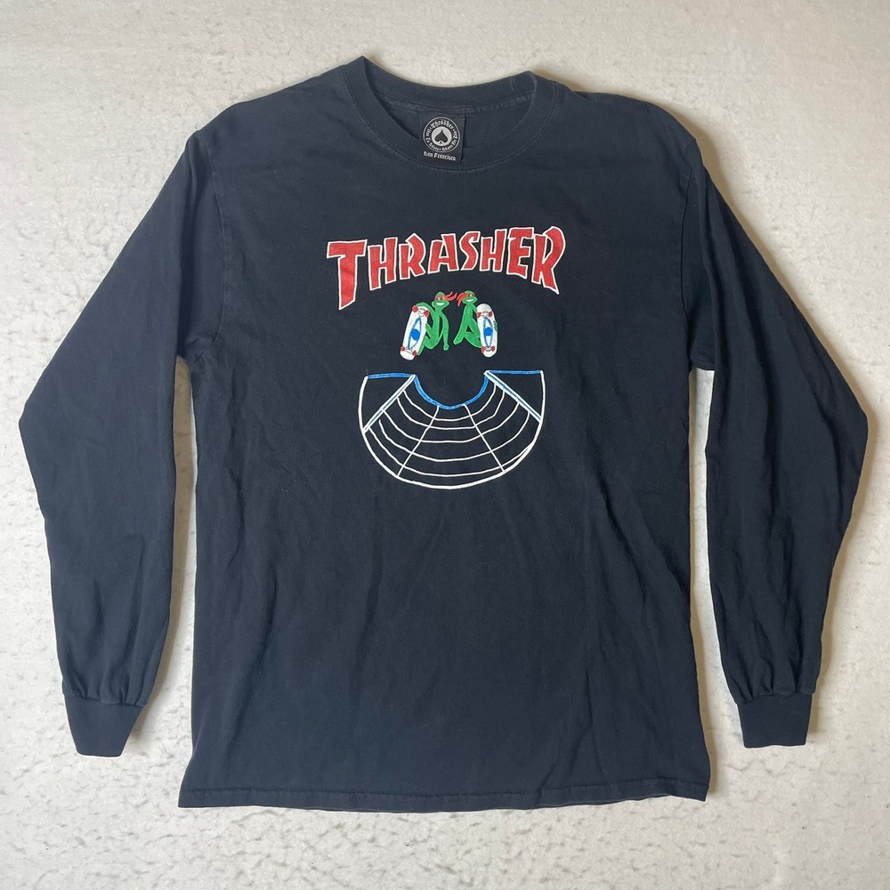 Thrasher Skate Ninja Turtles‎ Long Sleeve T Shirt Black Mens Size Medium